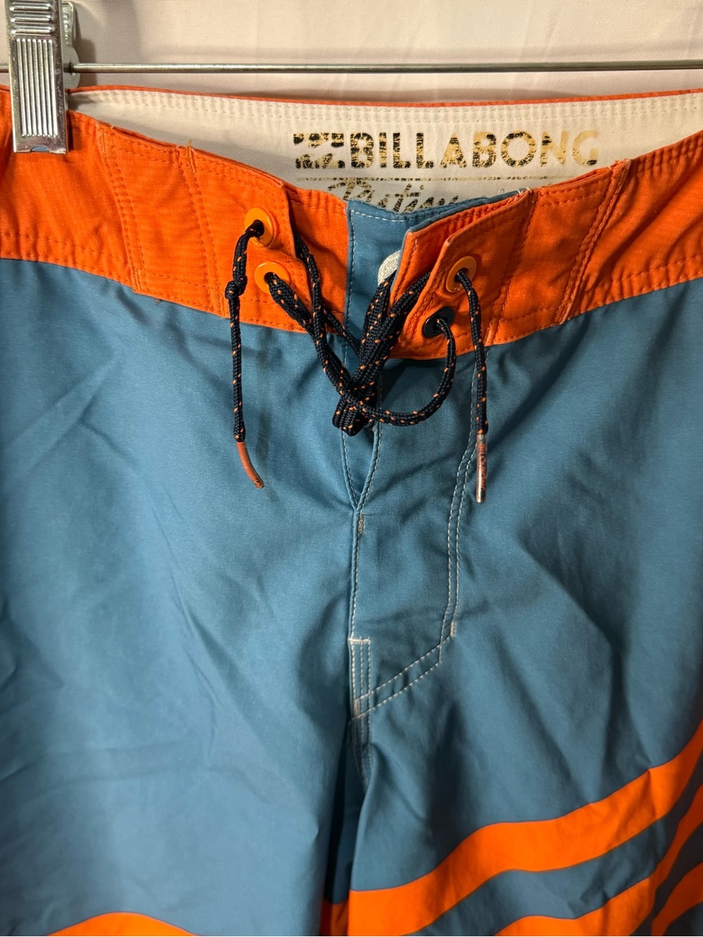 Billabong Men’s Teal & Orange Striped Board Shorts - Picture 3 of 8